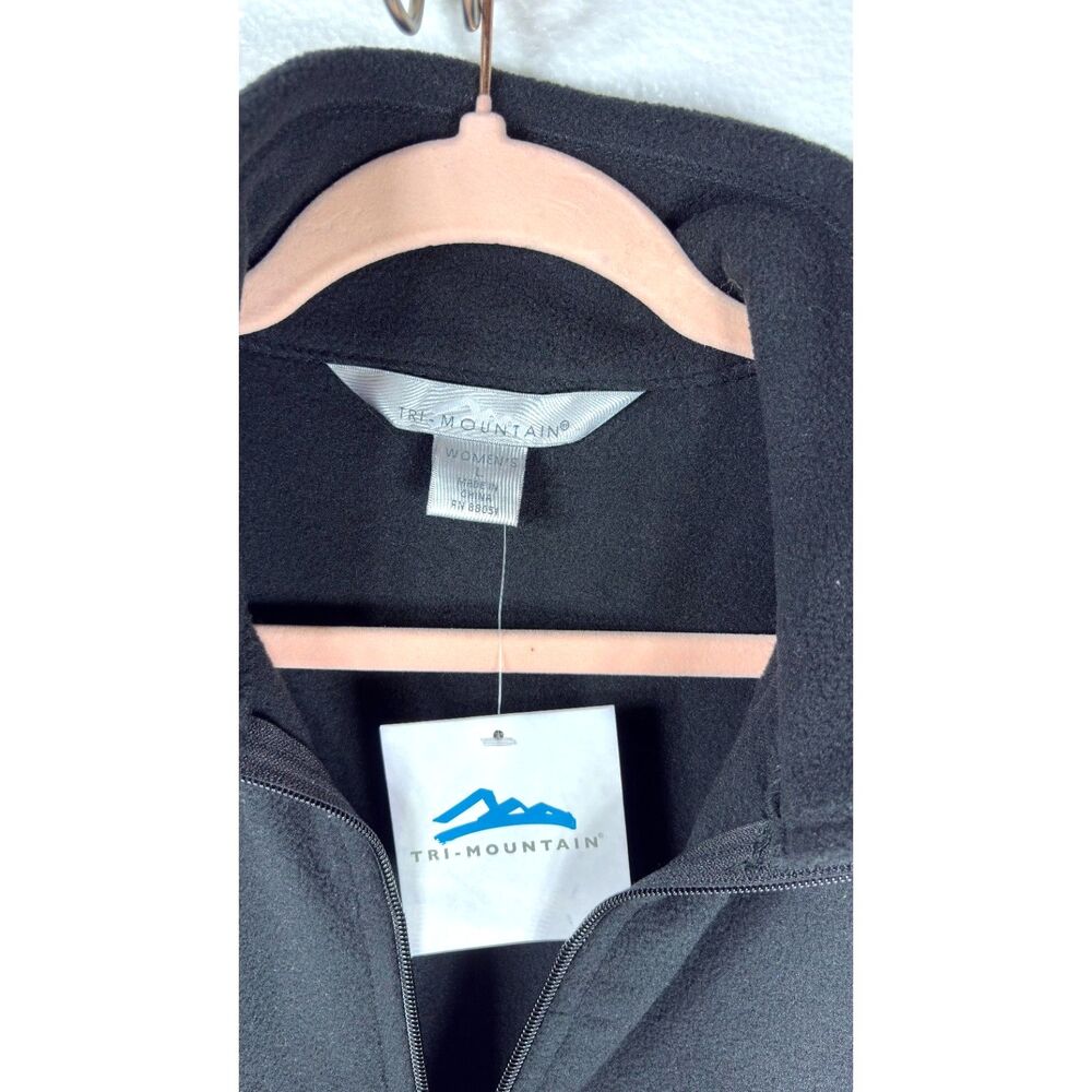 Tri Mountain Fleece Vest Womens Large Black Zipper Pockets New - Picture 3 of 9